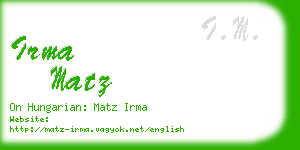 irma matz business card